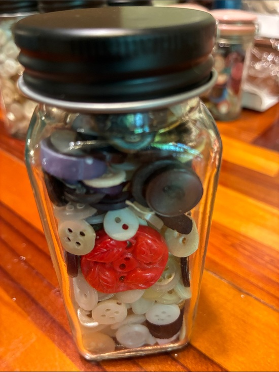 Vintage Other - Glass Jar of Mixed Sewing Buttons Vintage many colors